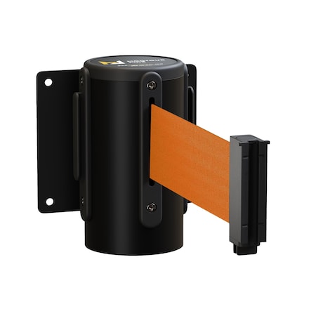 Montour Line Retractable Belt Barrier Wall Mount Black Case Fixed 16ft. Orange Belt MWM150-BK-OR-F-S-160
